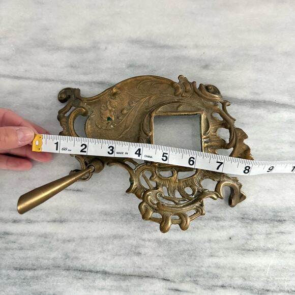 Vintage Solid Brass Art Nouveau Style Inkwell Footed Ornate Victorian Desk Gold - Picture 5 of 7